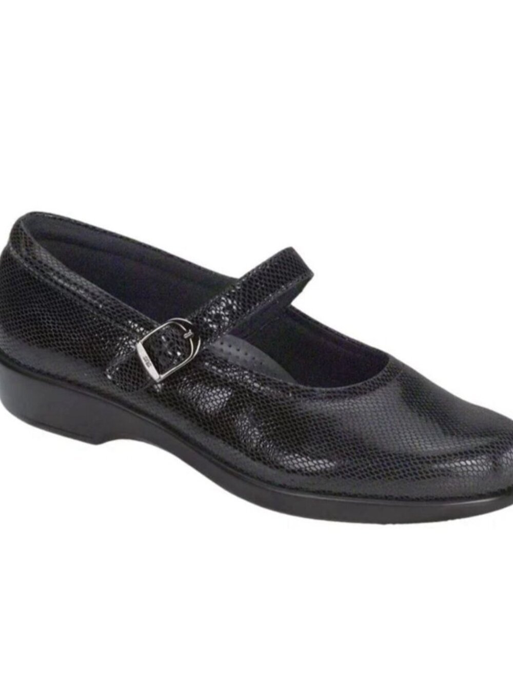SAS Womens Size 7.5 Mary Jane Black Leather Snake Tripad Comfort EUC Flats Shoes